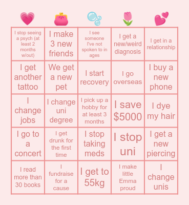 thrive in 25 🧚‍♀️💗 Bingo Card
