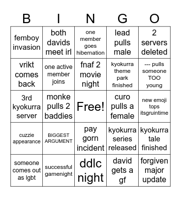 KYOKURRA BINGO FRFR Bingo Card