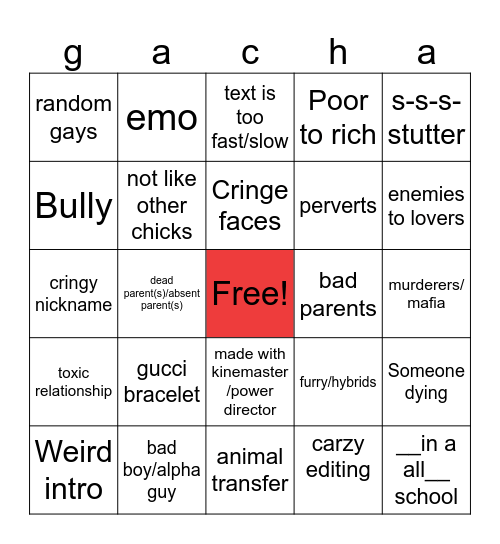 gacha gacha Bingo Card