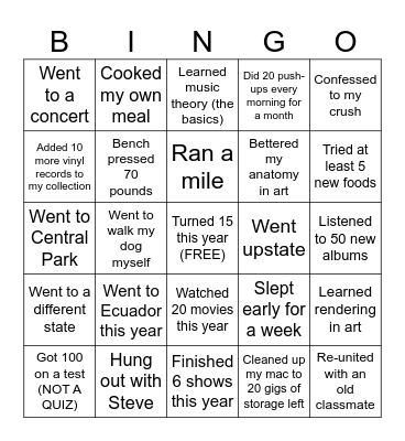 2025 Bingo Card