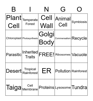 Cells, Relationships, and Biome TCAP Review :) Bingo Card