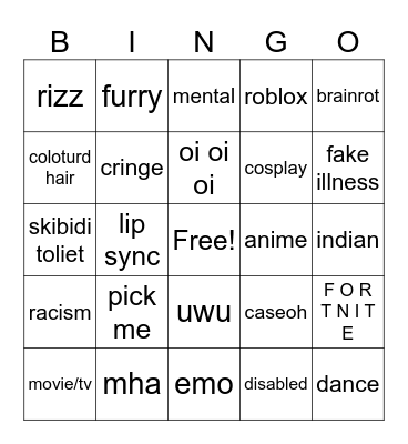 C R I N G E Bingo Card