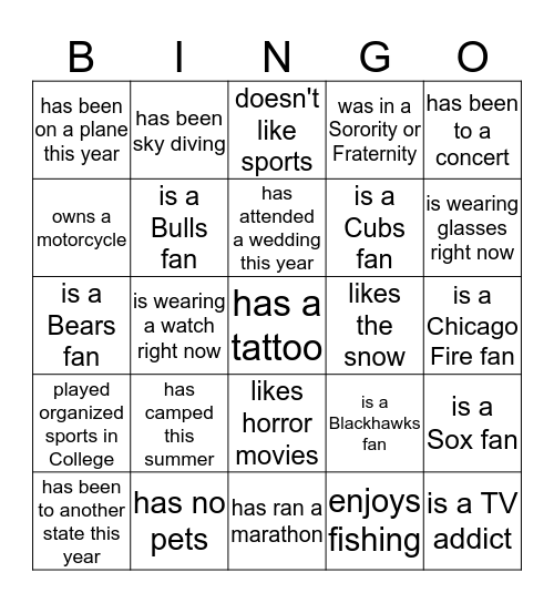 Find Someone Who: Bingo Card