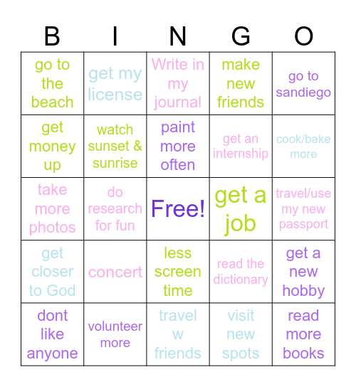 2025 Bingo Card