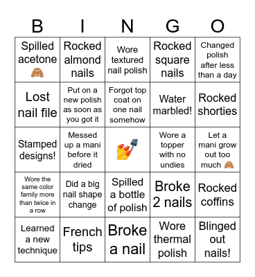 2024 Nail Journey Bingo! Bingo Card