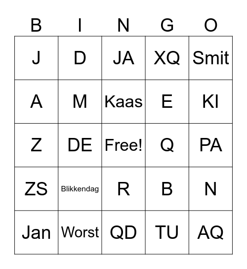 Muziekbingo Winsum Bingo Card