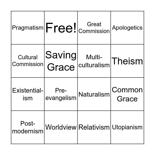 WORLDVIEW BINGO Card