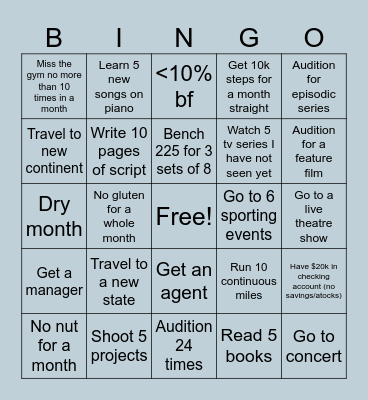 New Year 2025 Bingo Card