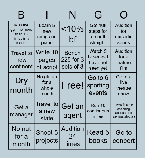 New Year 2025 Bingo Card