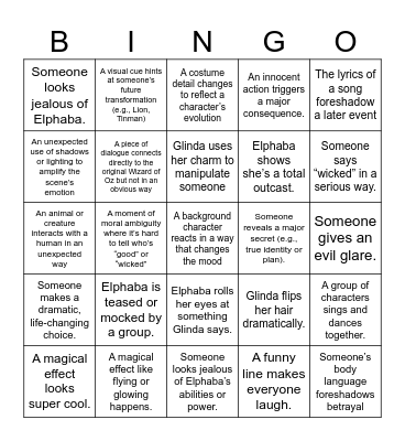 Wicked Bingo Card