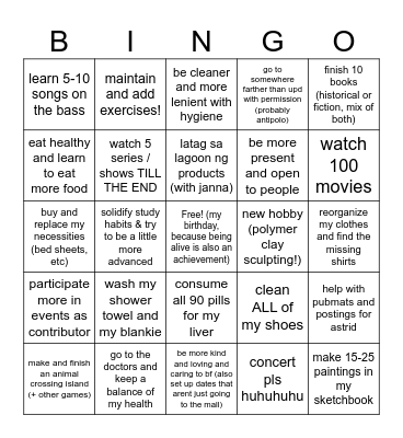 meee Bingo Card