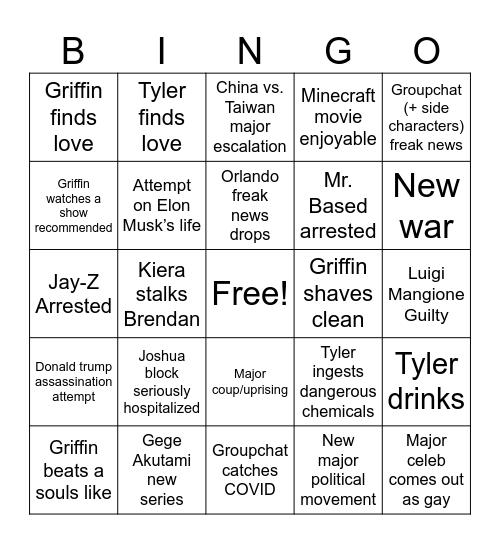 The Most Dangerous Bingo: 2025 Bingo Card