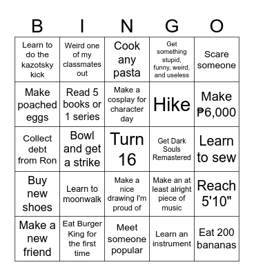 New Years! Bingo Card