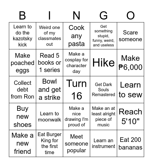 New Years! Bingo Card