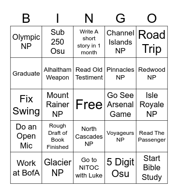 2025 TeeGee Bingo Card