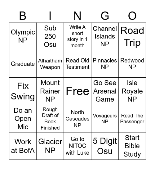 2025 TeeGee Bingo Card