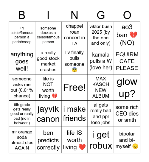 2025 bingo Card