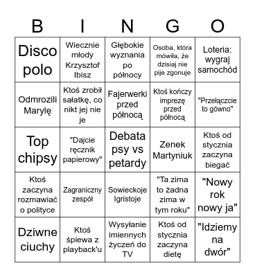 Sylwester 2024/25 Bingo Card