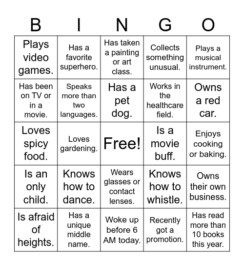 Find the Guest Bingo Card