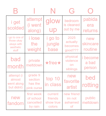 caitlin’s 2025 bingo Card