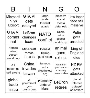 2025 bingo Card