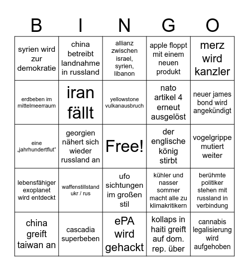 2025 Bingo Card