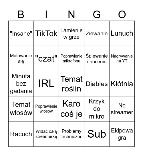 Nieuczesana 2024 Bingo Card