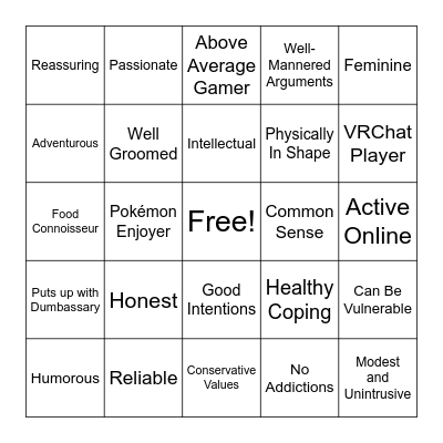 Are you ZeRa's Type? Bingo Card
