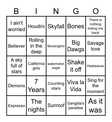 Kids Bingo Card