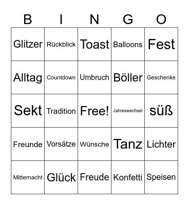 Silvester Bingo Card