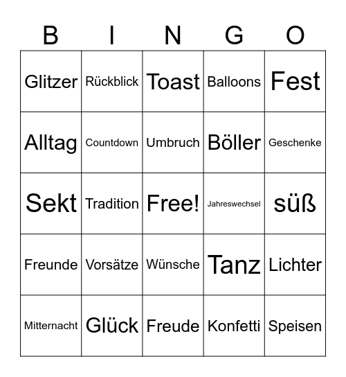 Silvester Bingo Card