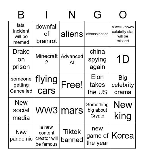 2025 Bingo Card Bingo Card