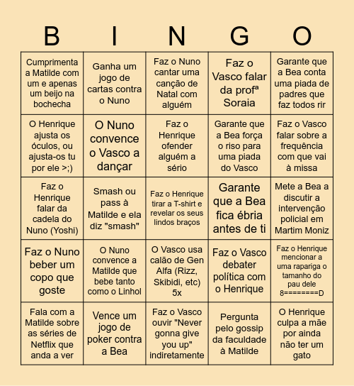 Miguel Bingo Card