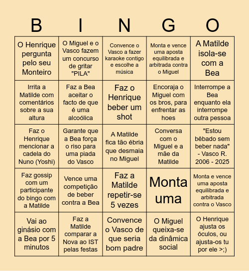 Nuno Bingo Card