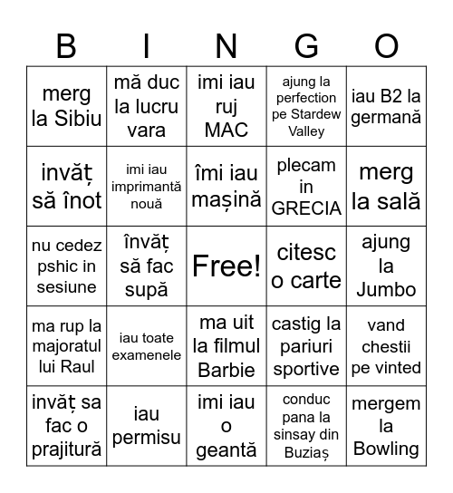 Bingo 2025 Bingo Card