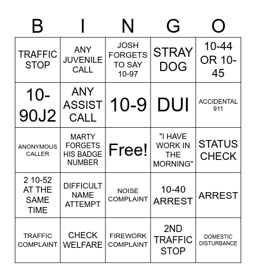 NYE Bingo Card