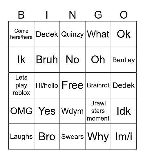 Bingo robin Bingo Card