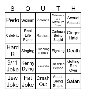South Park Bingo Card