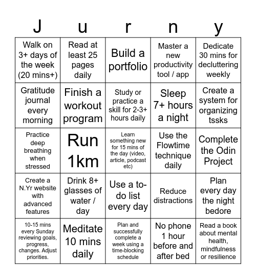 N.Yr (personal) Bingo Card