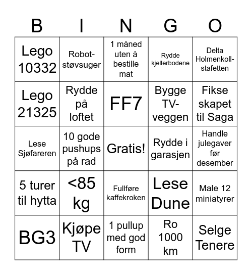 Nyttårsbingo Espen Bingo Card