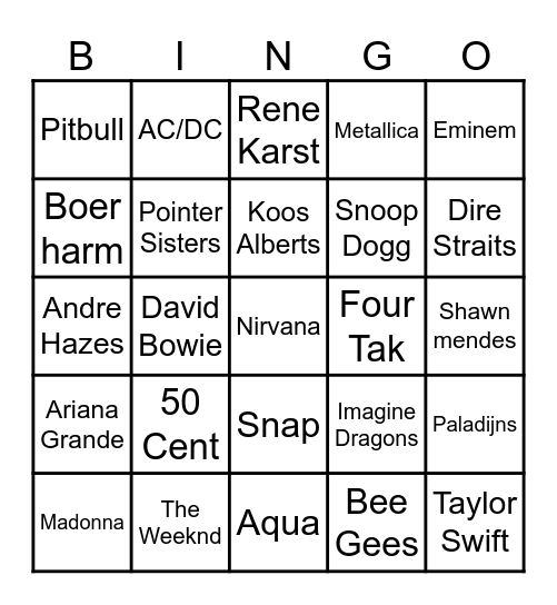 The new years bingo Card