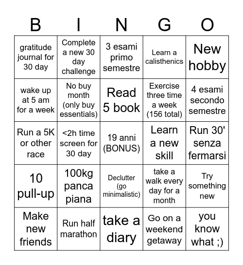 BINGO 2025 Bingo Card