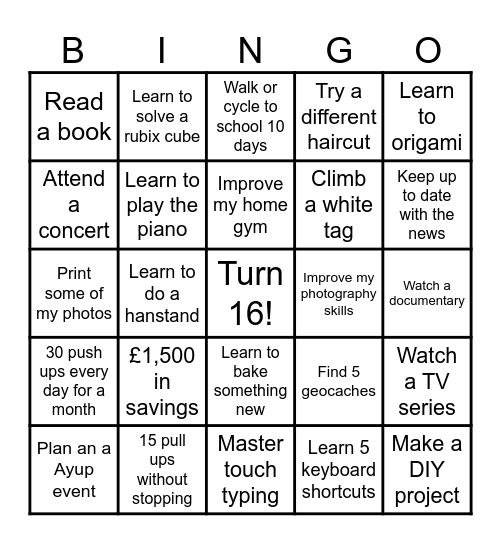 2025 Bingo Card