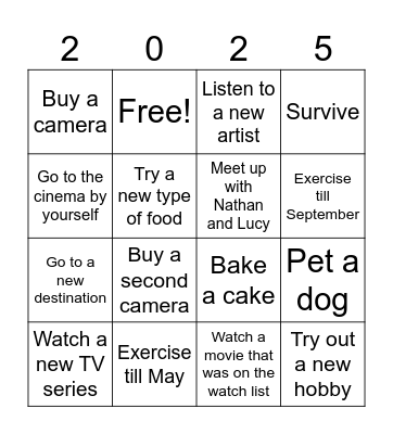 2025 Bingo Card Bingo Card