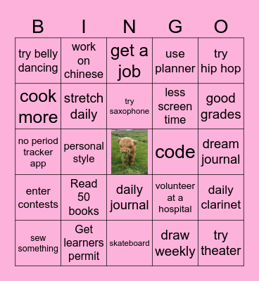 2025 resolutions Bingo Card