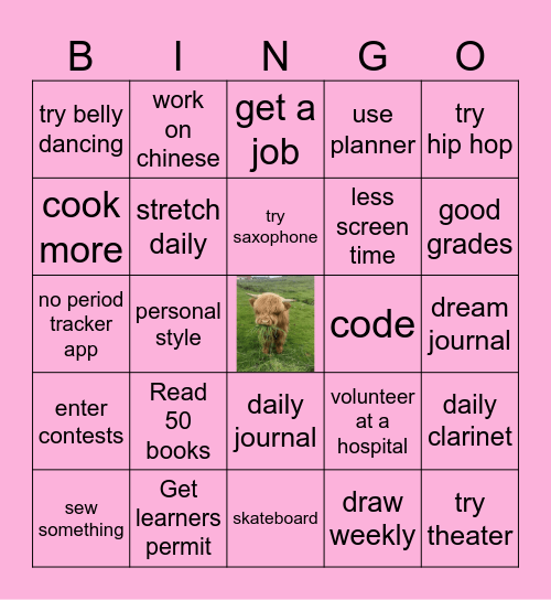 2025 resolutions Bingo Card