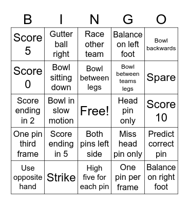 New Years Eve Bingo Bowling Bingo Card