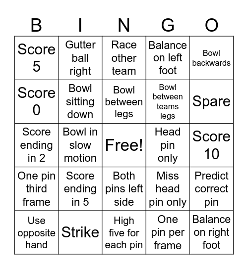 New Years Eve Bingo Bowling Bingo Card