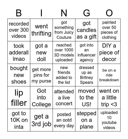 2025 bingo card! Bingo Card