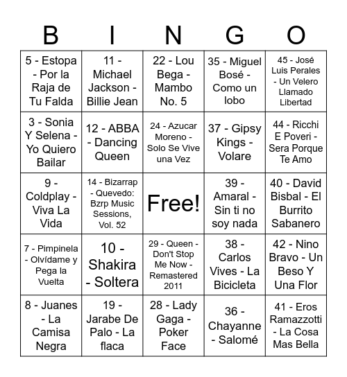 Bingo familia Mas Bingo Card